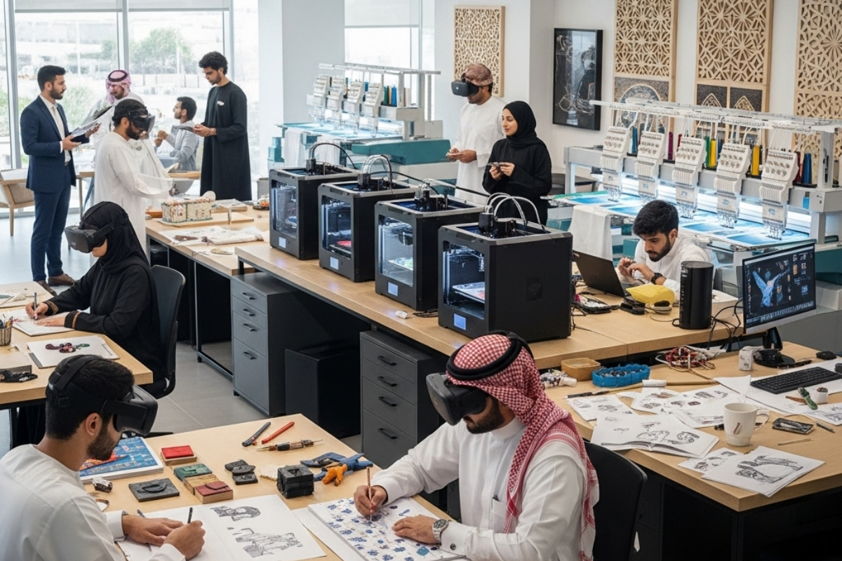 مصمم يعمل في معمل حرفي تقني